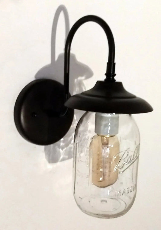 Mason Jar Outdoor Exterior Porch Wall SCONCE Light