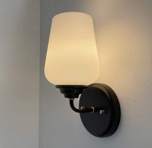 MODERN SLEEK Opal Wall SCONCE Brass and Black
