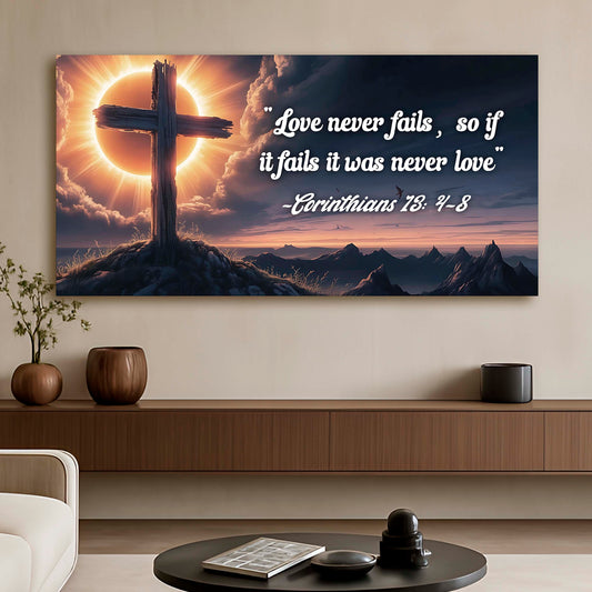 Corinthians 13:4-8 - Love Never Fails Faith Sign