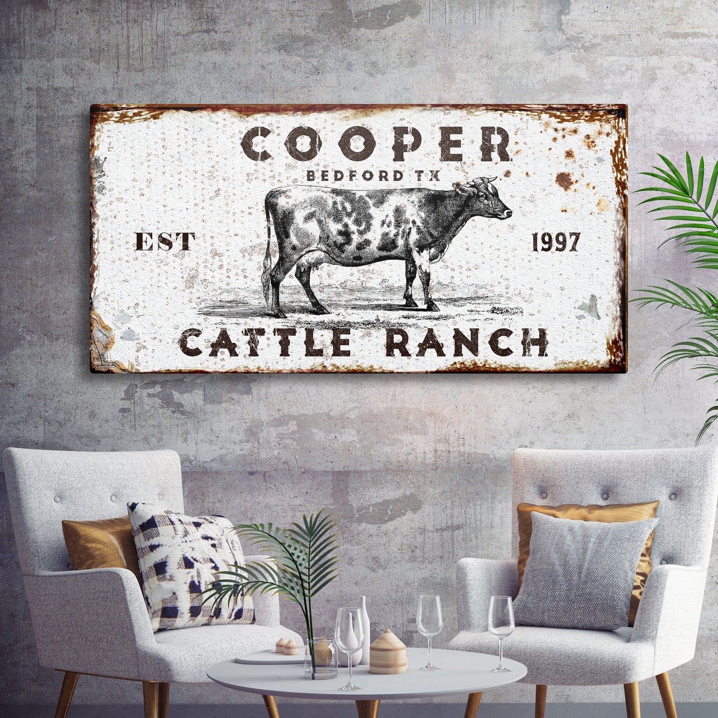 Personalized Cattle Ranch Rustic Sign II