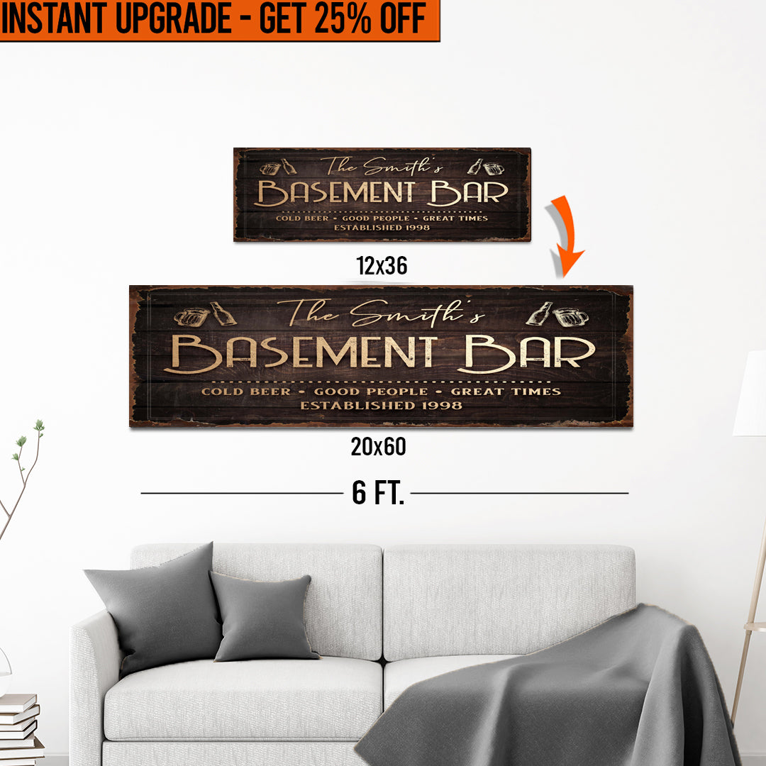 Upgrade Your 'Family Basement Bar' (Style 1) Canvas To 20x60 Inches