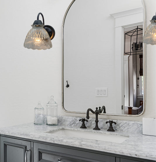 SCALLOPED CUT 1960's Glass Wall Sconce Light Fixture