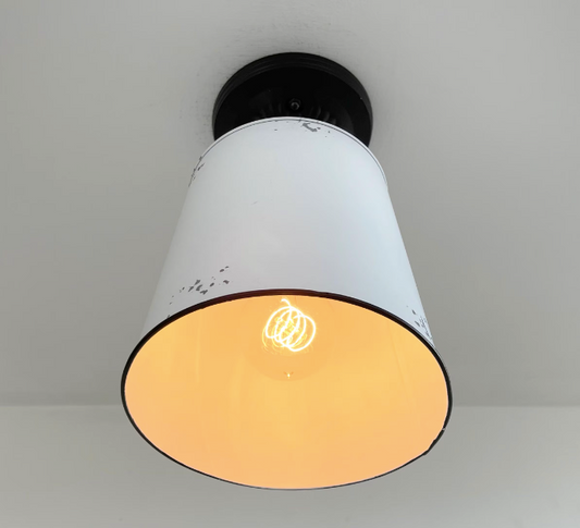 Farmhouse White Barn Metal Distressed Ceiling Light Fixture