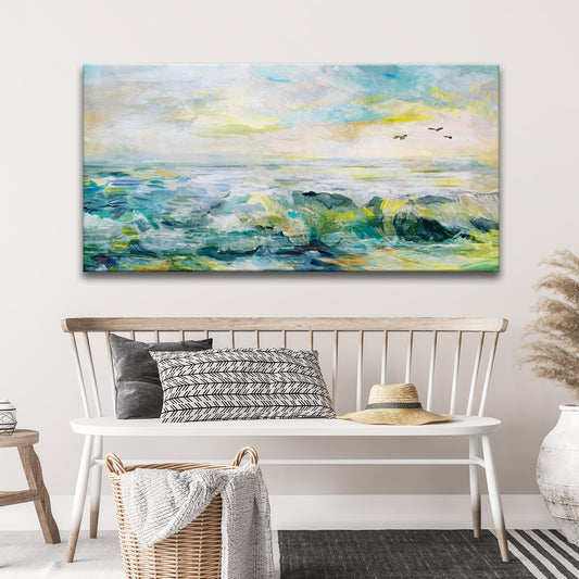 Rocks, Sea, And Sky Canvas Wall Art