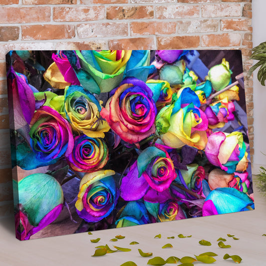 Rainbow Roses Canvas Wall Art