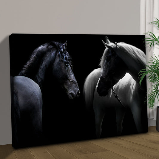 Monochromatic Horses Canvas Wall Art