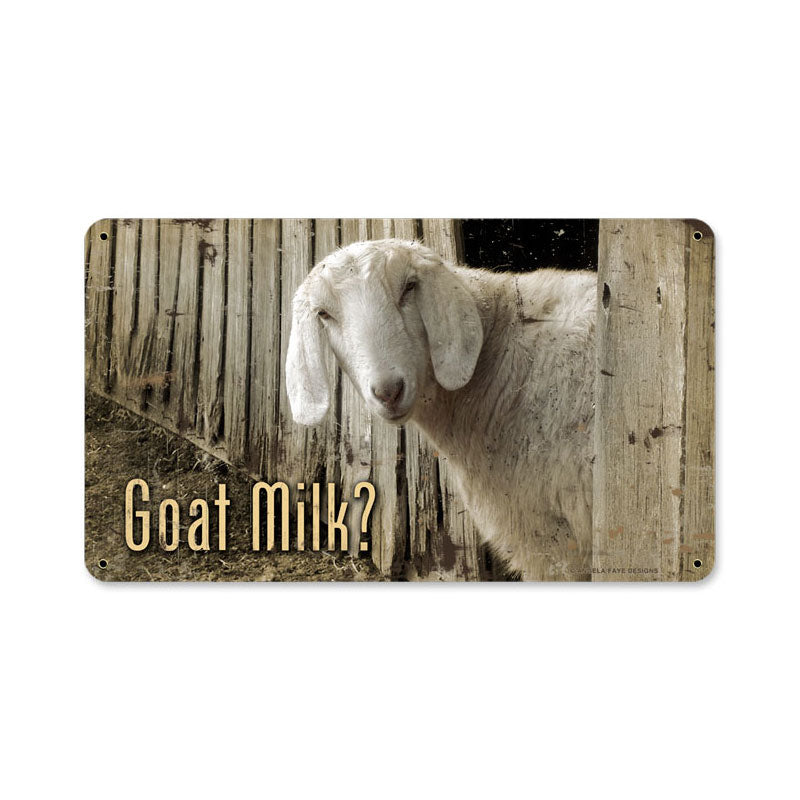 Goat Milk, Home and Garden, Metal Sign, 14 X 8 Inches