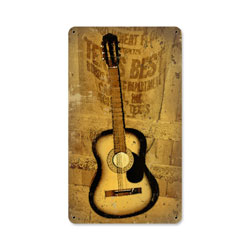 Texas Guitar, Home and Garden, Metal Sign, 8 X 14 Inches