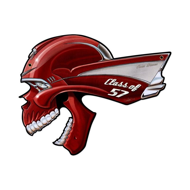 Chevy Skull Class Of '57, Automotive, Custom Metal Shape, 20 X 16 Inches