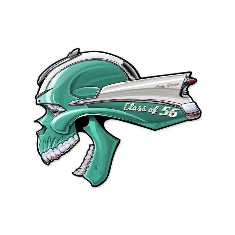 Bel Skull Class Of '56, Automotive, Custom Metal Shape, 21 X 18 Inches