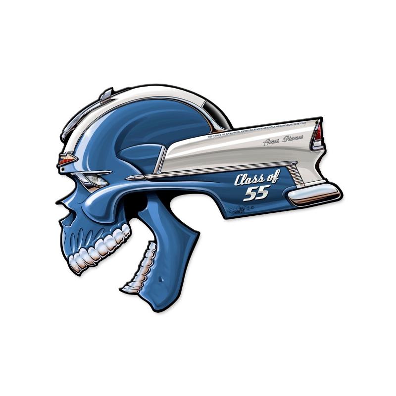 Bel Skull Class Of '55, Automotive, Custom Metal Shape, 22 X 18 Inches