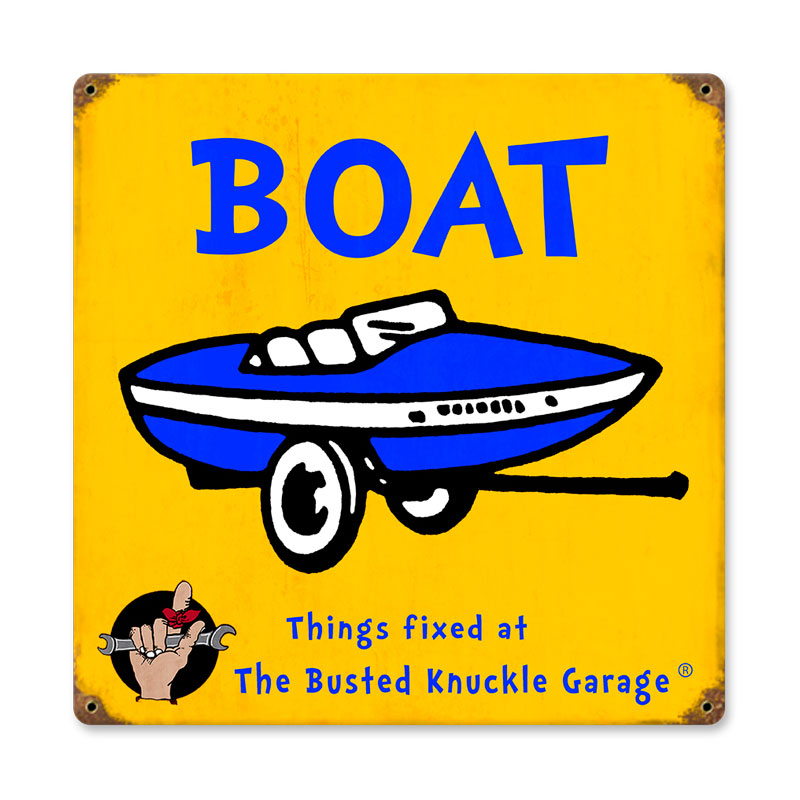 Kids Boat, Sports and Recreation, Vintage Metal Sign, 12 X 12 Inches