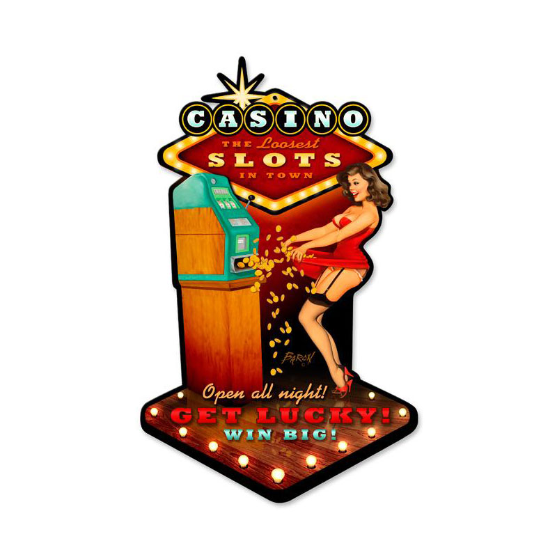 Casino Pinup, Pinup Girls, Custom Metal Shape, 10 X 17 Inches