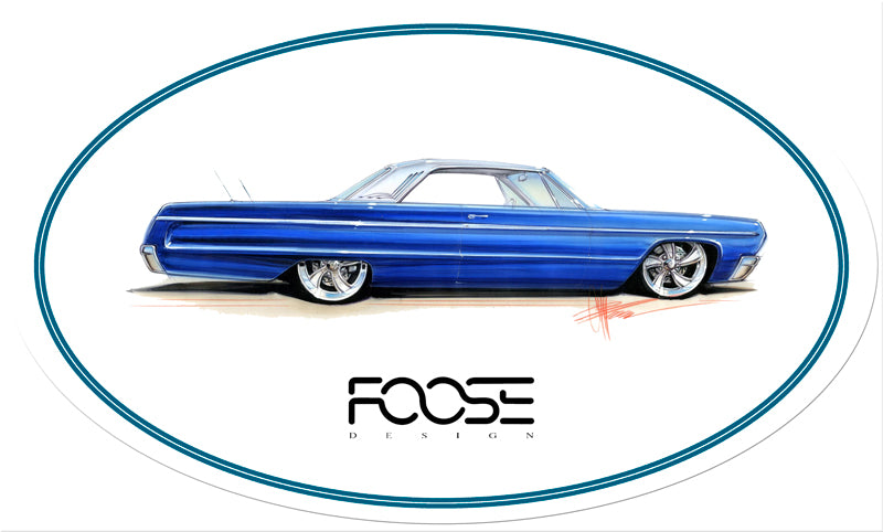 Foose Blue Car, Featured Artists/Chip Foose Signs, Oval, 24 X 14 Inches