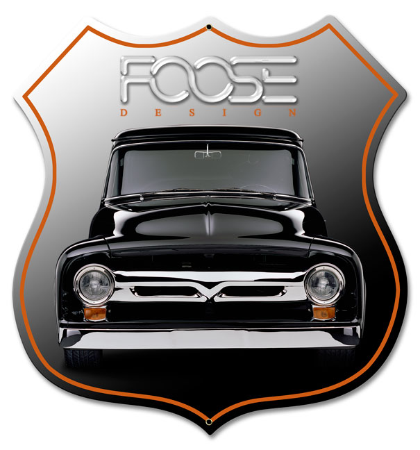 Foose Black Truck, Featured Artists/Chip Foose Signs, SATIN SHIELD METAL SIGN , 15 X 15 Inches