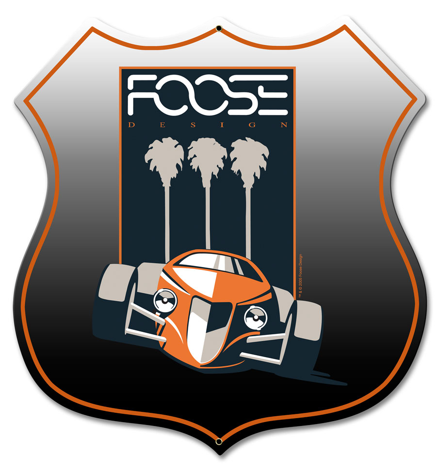 Foose Orange Palm, Featured Artists/Chip Foose Signs, SATIN SHIELD METAL SIGN , 15 X 15 Inches