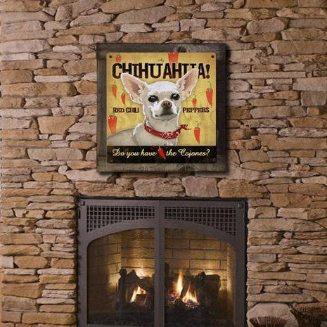 Chihuahua, Chili Peppers, Dog, METAL Sign, Optional Reclaimed BarnWood Frame, American Steel, Wall Decor, Wall Art