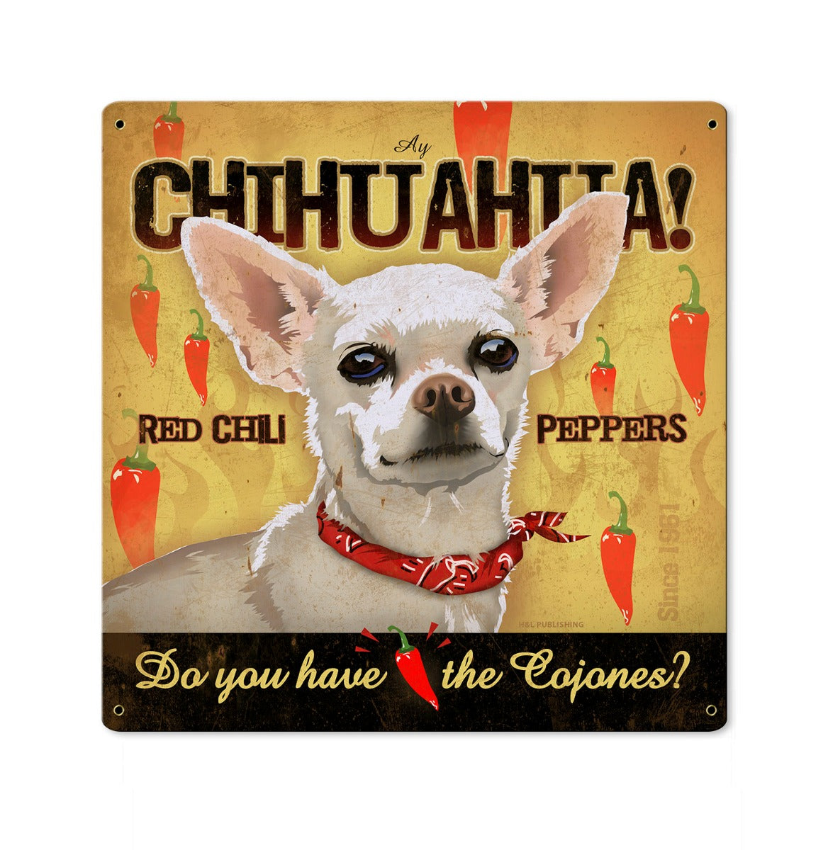 Chihuahua, Chili Peppers, Dog, METAL Sign, Optional Reclaimed BarnWood Frame, American Steel, Wall Decor, Wall Art