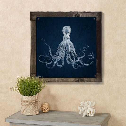 Octopus, Nautical Wall Art, METAL Sign, Lord Bodner, Optional Reclaimed BarnWood Frame, American Steel, Rustic Wall Decor, Vintage