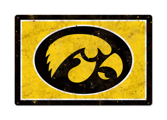 Iowa Hawkeyes Wall Art, NCAA Rustic Metal Sign, Optional Rustic Wood Frame, College Teams, Mascots, and Sports