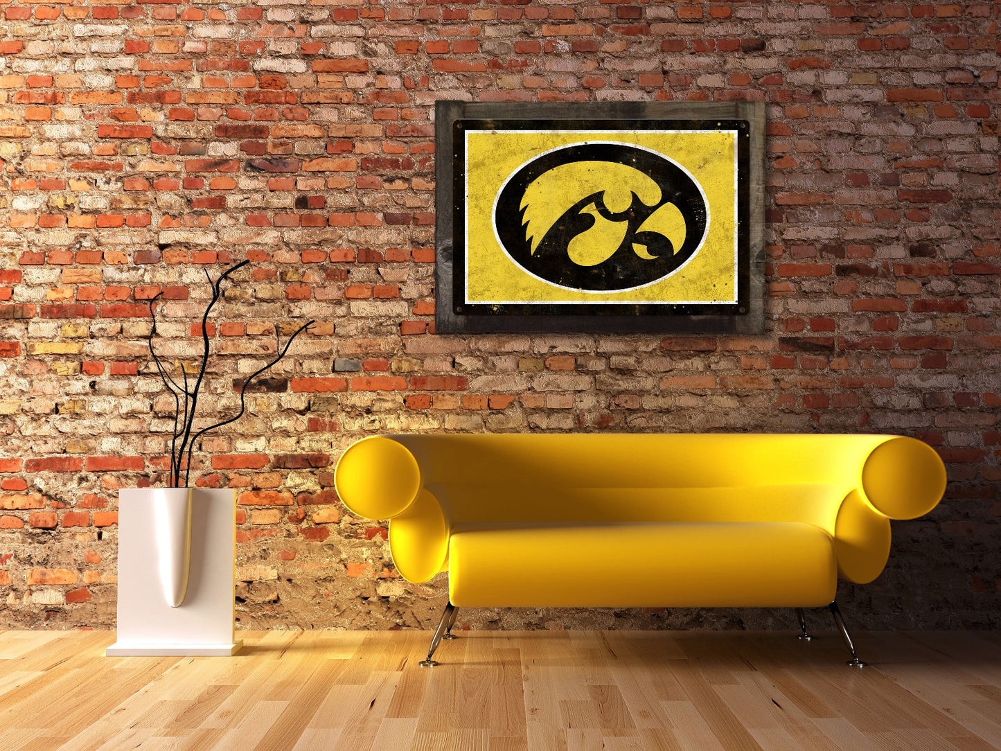 Iowa Hawkeyes Wall Art, NCAA Rustic Metal Sign, Optional Rustic Wood Frame, College Teams, Mascots, and Sports