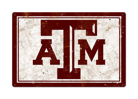 Texas AM Wall Art, NCAA Rustic Metal Sign, Optional Rustic Wood Frame, College Teams, Mascots, and Sports