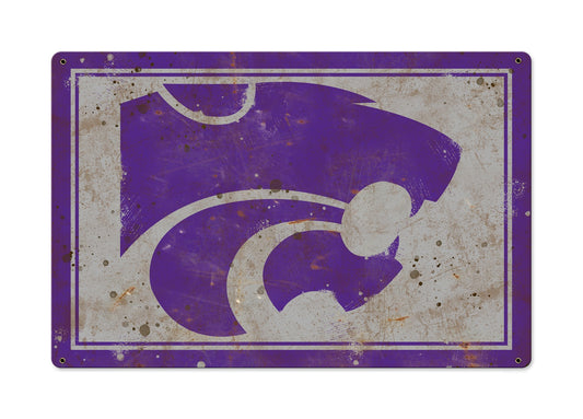 Kansas State Wildcats Wall Art, NCAA Rustic Metal Sign, Optional Rustic Wood Frame, College Teams, Mascots, and Sports