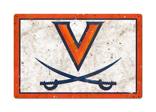 Virginia Cavaliers Wall Art, NCAA Rustic Metal Sign, Optional Rustic Wood Frame, College Teams, Mascots, and Sports