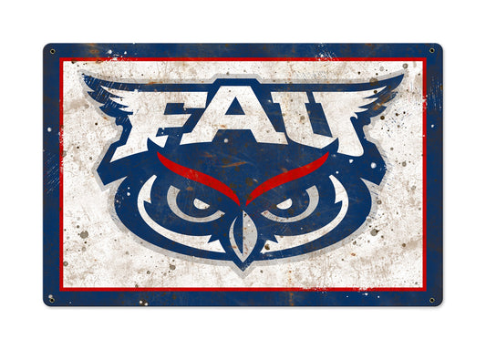 Florida Atlantic University Wall Art, NCAA Rustic Metal Sign, Optional Rustic Wood Frame, College Teams, Mascots, and Sports