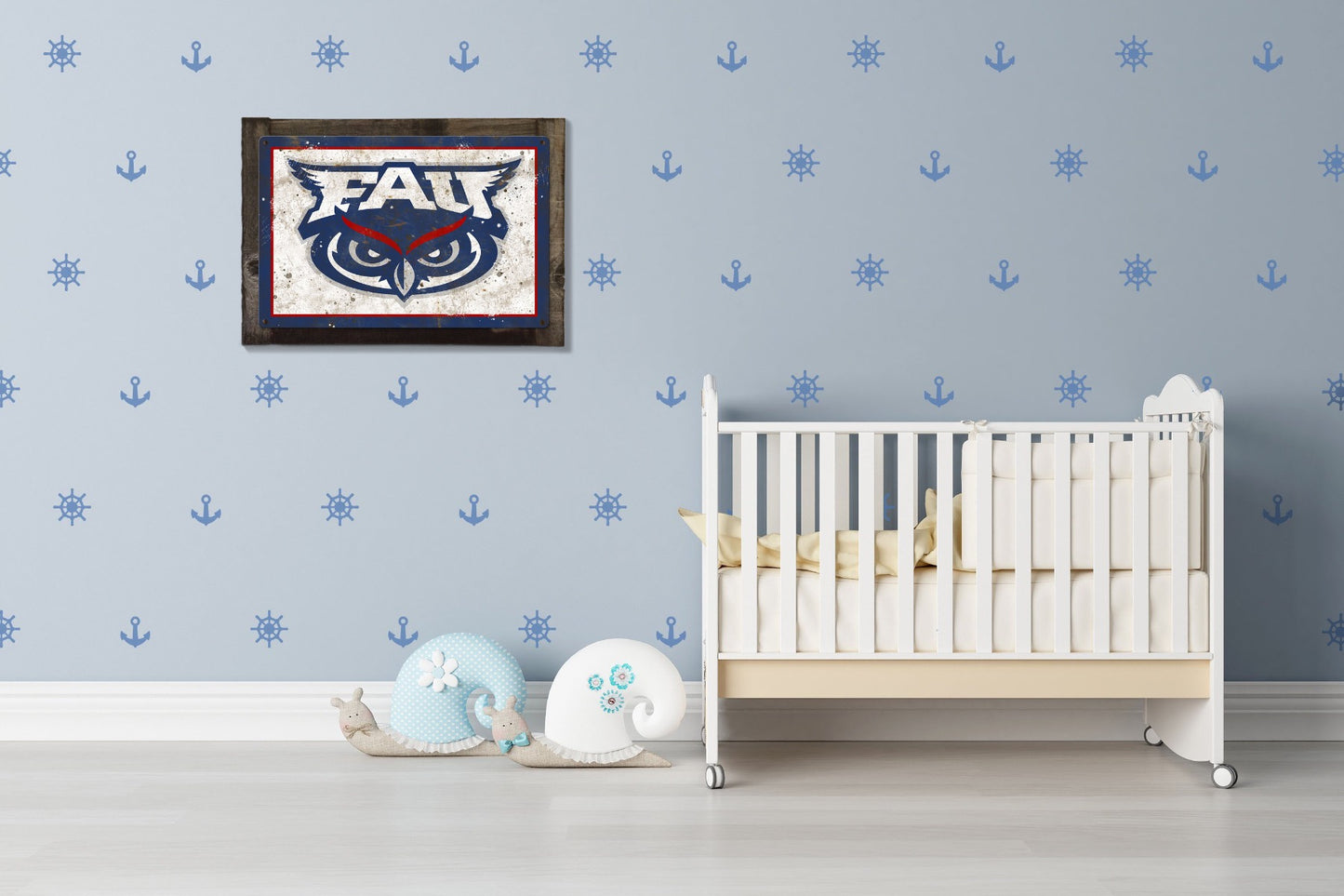 Florida Atlantic University Wall Art, NCAA Rustic Metal Sign, Optional Rustic Wood Frame, College Teams, Mascots, and Sports