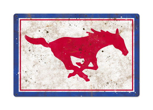 Mustangs Wall Art, NCAA Rustic Metal Sign, Optional Rustic Wood Frame, College Teams, Mascots, and Sports
