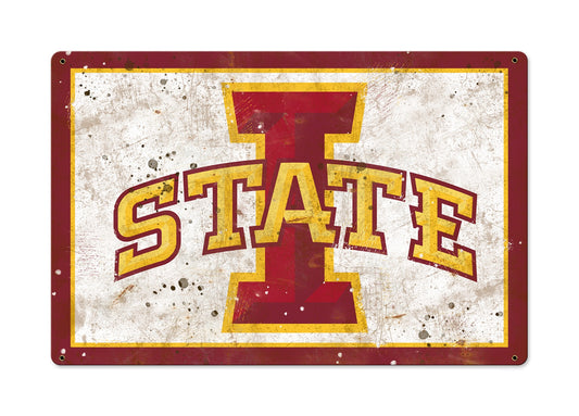 Iowa State Wall Art, NCAA Rustic Metal Sign, Optional Rustic Wood Frame, College Teams, Mascots, and Sports