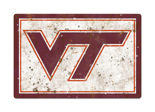 Virginia Tech Wall Art, NCAA Rustic Metal Sign, Optional Rustic Wood Frame, College Teams, Mascots, and Sports