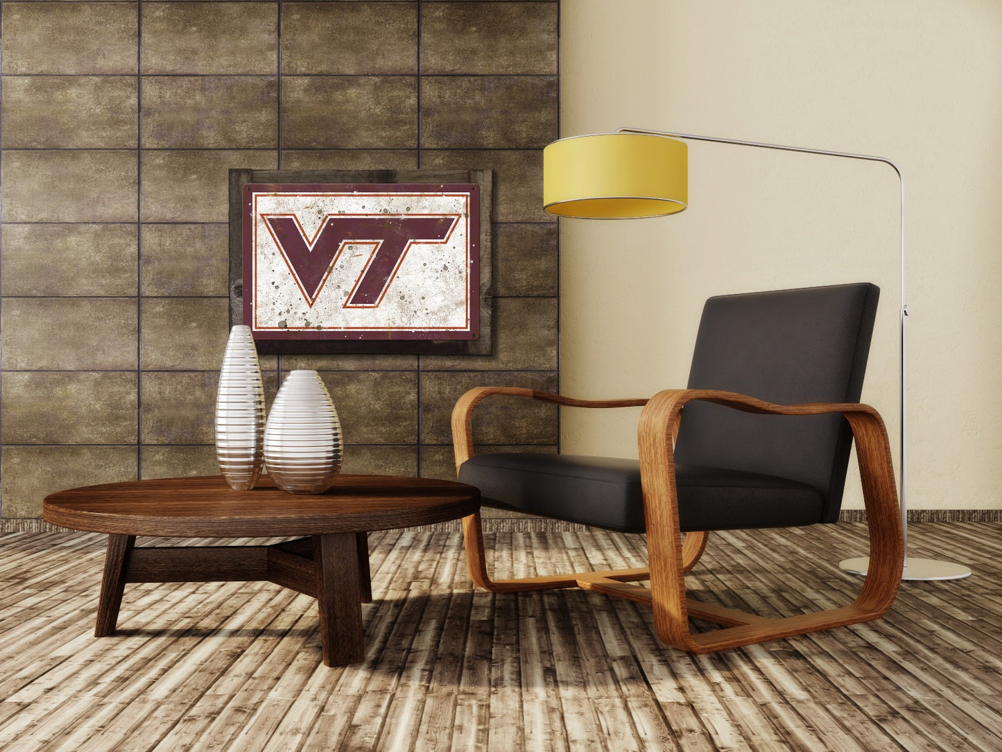 Virginia Tech Wall Art, NCAA Rustic Metal Sign, Optional Rustic Wood Frame, College Teams, Mascots, and Sports