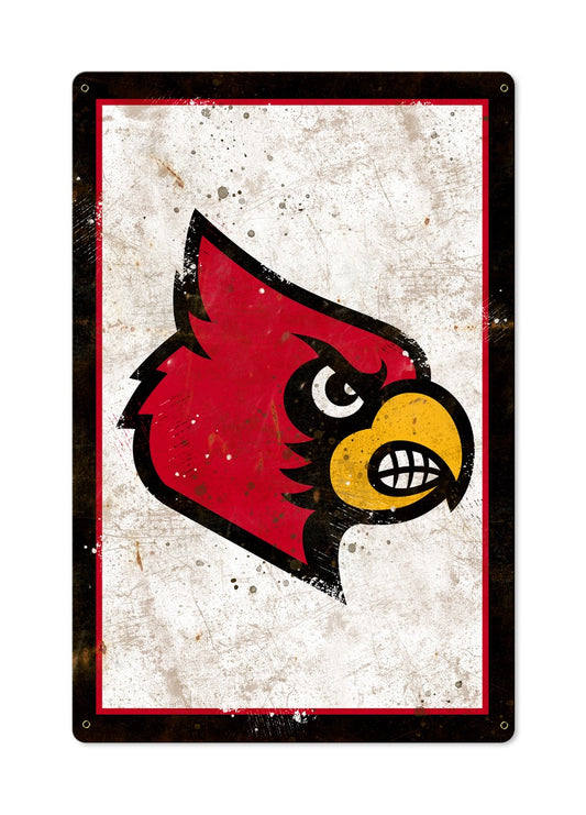 Cardinals Wall Art, NCAA Rustic Metal Sign, Optional Rustic Wood Frame, College Teams, Mascots, and Sports
