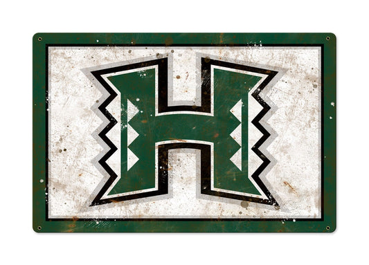 Hawaii Warriors Wall Art, NCAA Rustic Metal Sign, Optional Rustic Wood Frame, College Teams, Mascots, and Sports