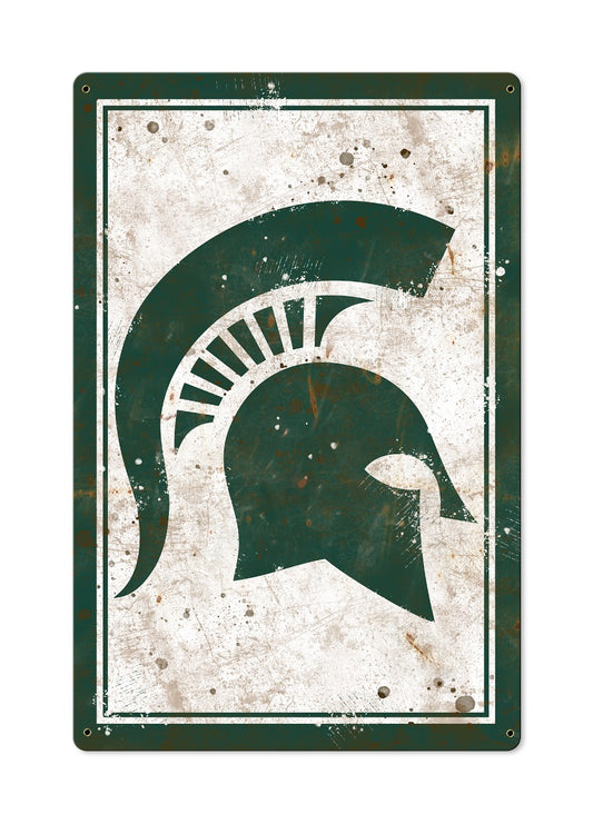 Michigan State Spartans Wall Art, NCAA Rustic Metal Sign, Optional Rustic Wood Frame, College Teams, Mascots, and Sports