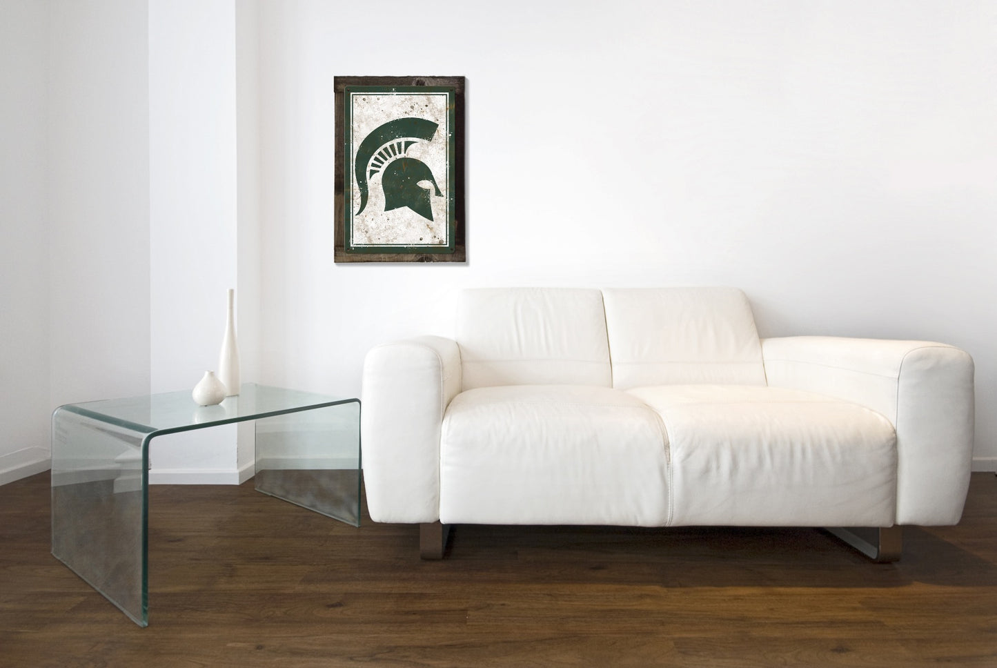 Michigan State Spartans Wall Art, NCAA Rustic Metal Sign, Optional Rustic Wood Frame, College Teams, Mascots, and Sports