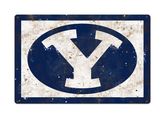 BYU Cougars Wall Art, NCAA Rustic Metal Sign, Optional Rustic Wood Frame, College Teams, Mascots, and Sports