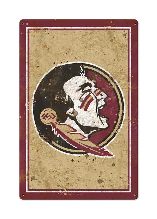 Florida State Seminoles Wall Art, NCAA Rustic Metal Sign, Optional Rustic Wood Frame, College Teams, Mascots, and Sports