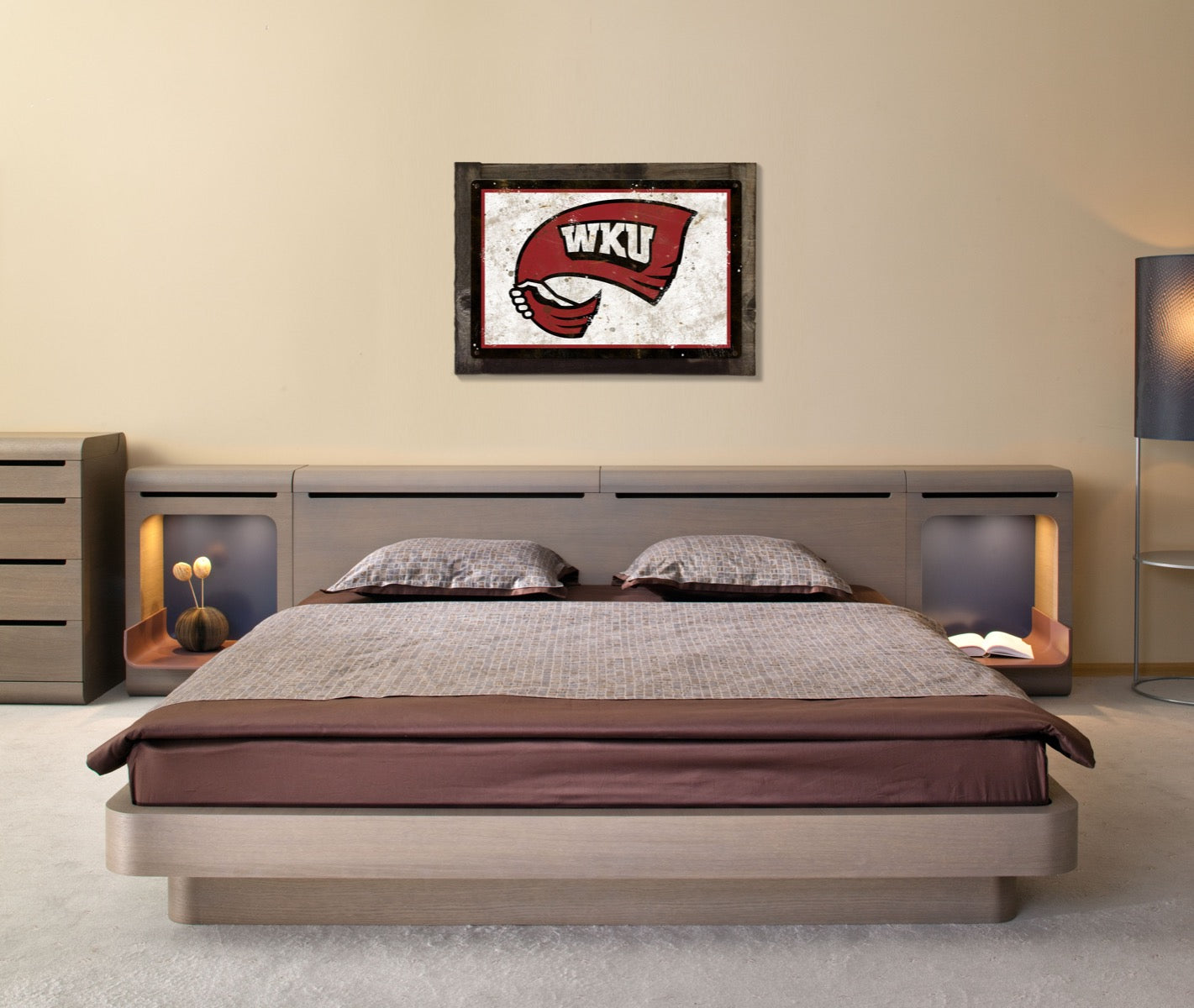 WKU Wall Art, NCAA Rustic Metal Sign, Optional Rustic Wood Frame, College Teams, Mascots, and Sports