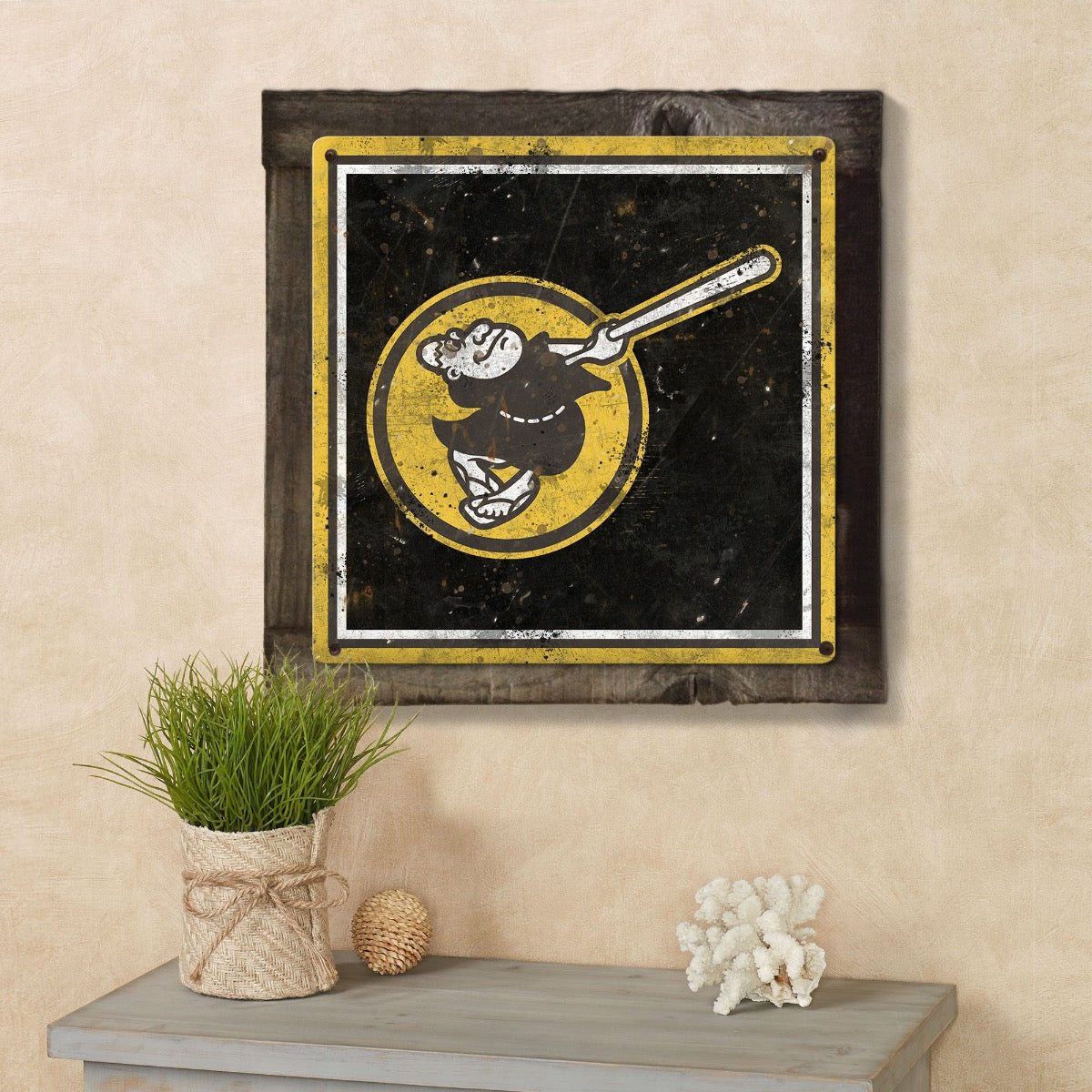 San Diego Padres Wall Art, Swinging Friar, Metal Sign