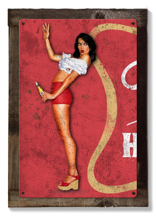 Beer Miller High Life Wall Art, Triptych METAL Sign, Optional Reclaimed Barn Wood Frame