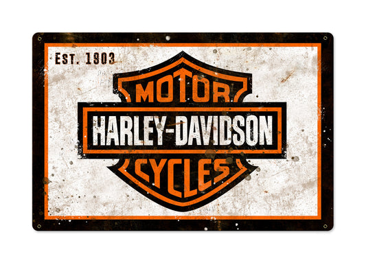 Harley Davidson Wall Art, Metal Sign, Optional Wood Frame