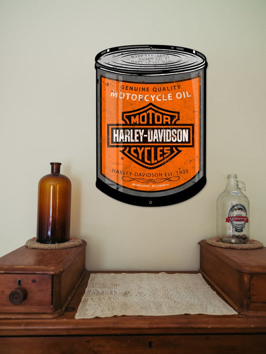 Harley Davidson Motor Oil Can, Wall Art, Metal Sign