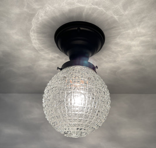 Authentic Antique Diamond Glass Ceiling Light