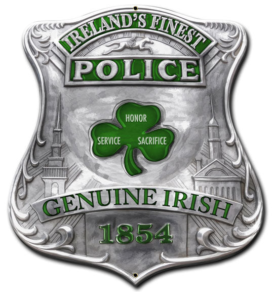IRELAND'S FINEST POLICE SHIELD, Licensed Products/Erazorbits, PLASMA, 14 X 16 Inches