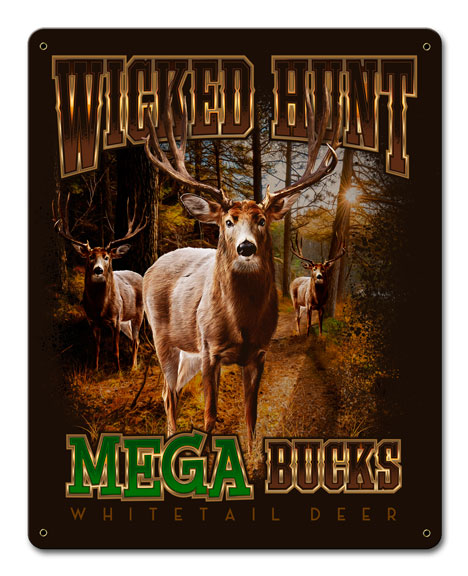 Deers Mega Bucks, Licensed Products/Erazorbits, Satin Metal Sign, 12 X 15 Inches