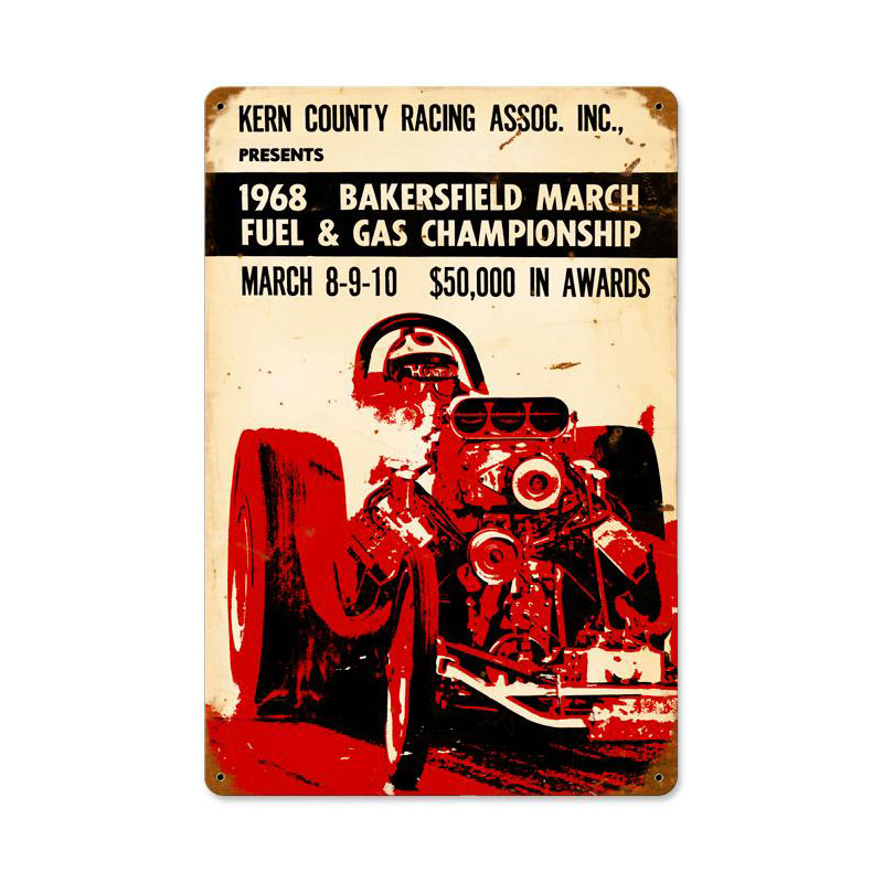 Bakersfield 1968, Automotive, Vintage Metal Sign, 18 X 12 Inches