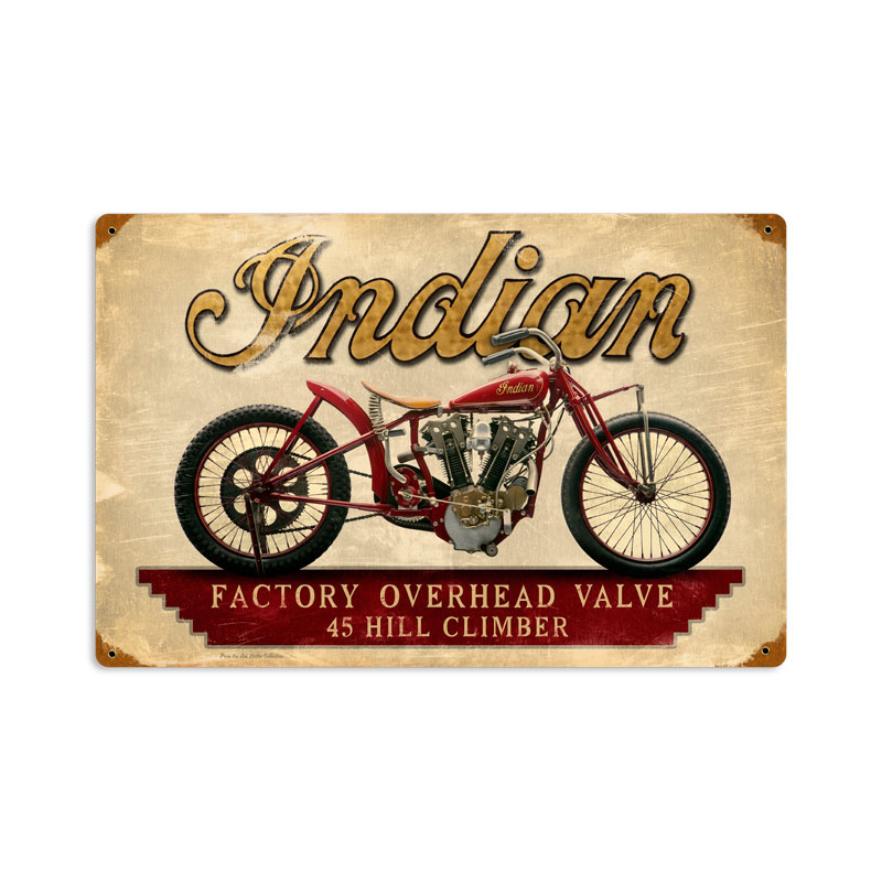 Indian Hillclimber, Motorcycle, Vintage Metal Sign, 18 X 12 Inches